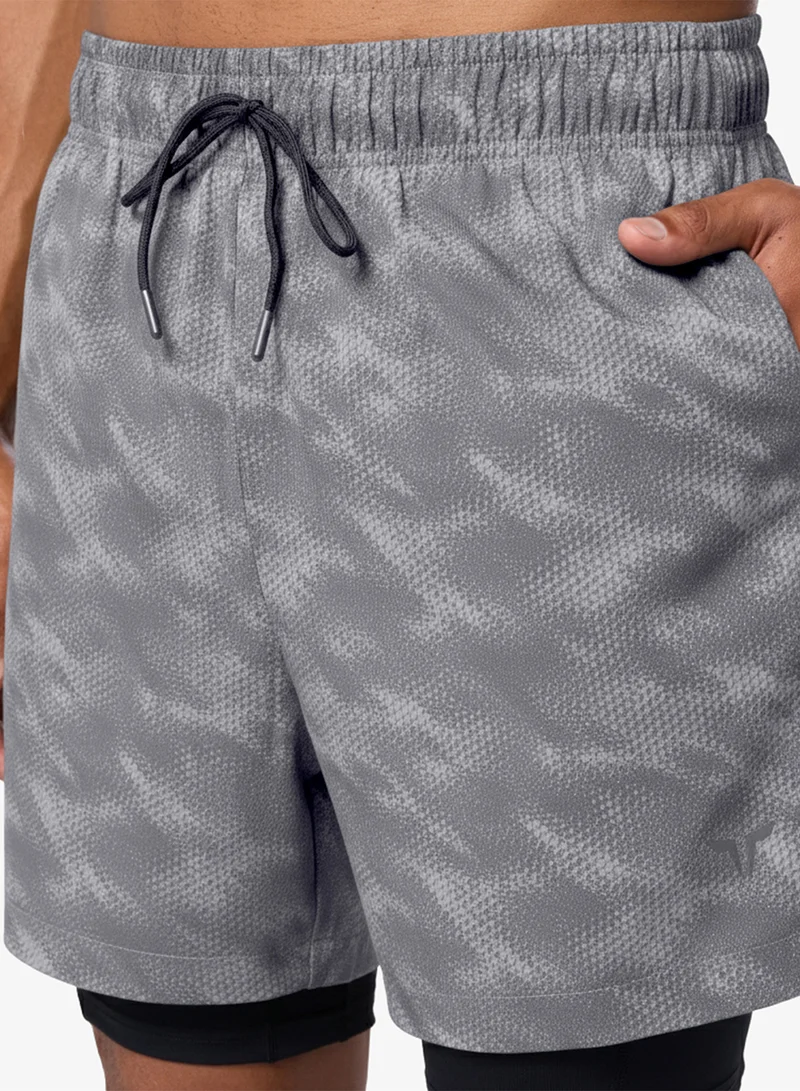 Squatwolf Sleet Print / Black Limitless 2-In-1 7" Shorts for Men | Best Price UAE